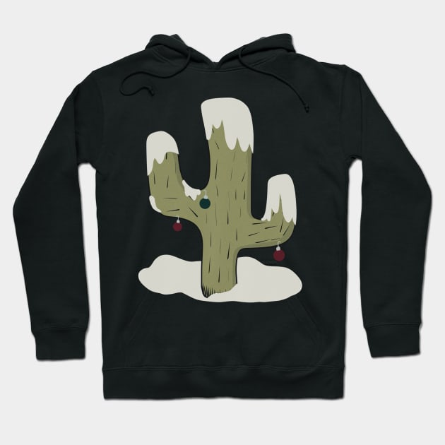 Holiday Snow capped Cactus Hoodie by WalkSimplyArt